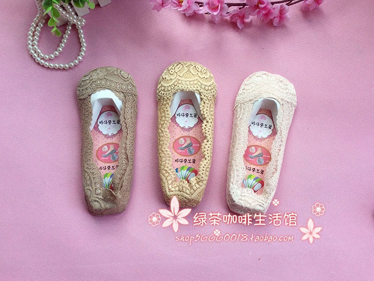 10双包邮 春夏超薄韩国蕾丝花边浅口船袜女士隐形短袜子防滑硅胶