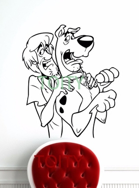 美国动画片史酷比狗狗贴画Scooby Doo卡通贴纸儿童房装饰背景墙贴