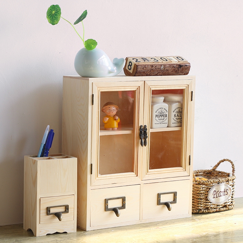 木制梳妆台化妆品盒办公收纳盒