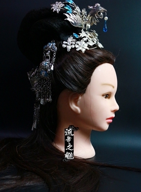 古风头饰流苏步摇银色汉服凤冠