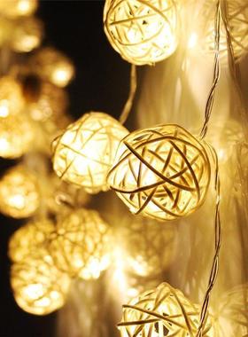 20 led warm white rattan ball string fairy lights for xmas w