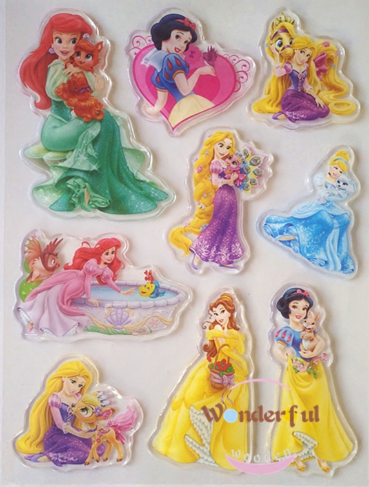 儿童卡通动漫果冻贴纸冰箱玻璃瓷砖镜子无痕静电贴迪斯尼公主贴画