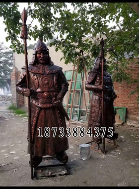 玻璃钢人物蒙古武士雕像仿铜现货