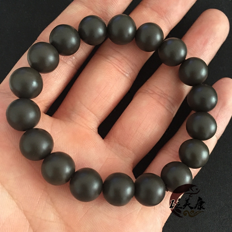 女士微瑕疵手链 10毫米小珠子手链 玄黄砭石手链 女款砭石手串