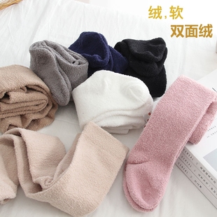 儿童宝宝连裤袜厚款婴儿加绒加厚女童连脚袜冬天珊瑚绒打底袜裤子
