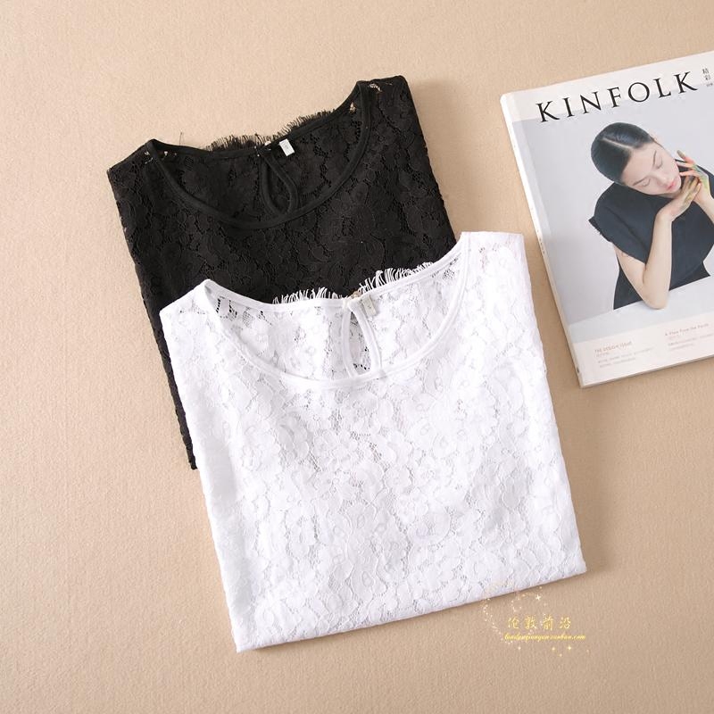 睫毛蕾丝微透单层上衣女镂空睫毛