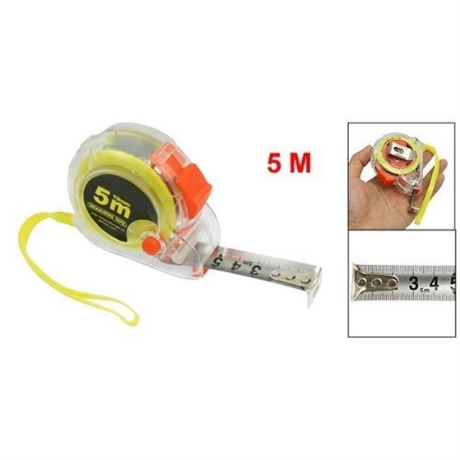 Plastic Housing Self Retract Measure Tape Rule 5M Yellow Ora