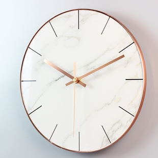 简约现代客厅北欧大理石纹挂钟创意家用卧室静音石英时钟钟表