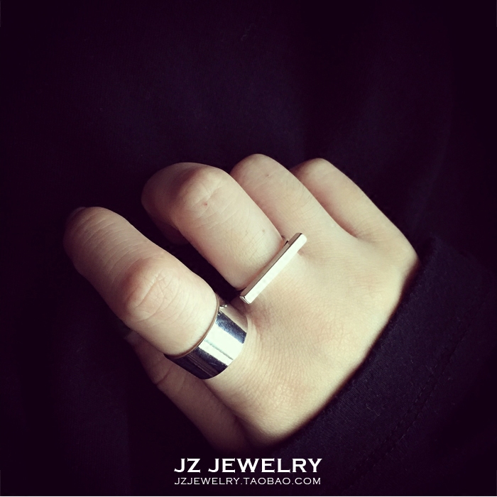 jzring欧美简约ins风女一字戒指