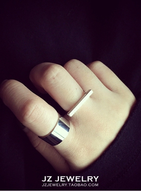 JZ Ring 欧美简约ins风叠带指环 韩国气质时尚个性一字潮戒指女