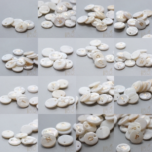 天然贝壳圆片吊坠金色饰品配件