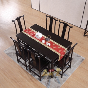 黑檀木餐桌餐台方桌四方桌长方形饭桌椅仿古明式中式简约实木红木