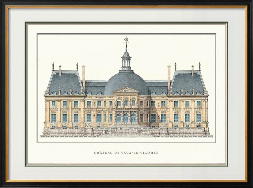 德国纯进口原版画芯简美式简欧新古典建筑装饰画沃了子爵城堡