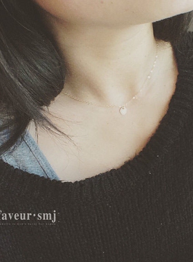 faveur美国加州原创设计师Courtney简约圆片吊坠14k包金项链圆盘