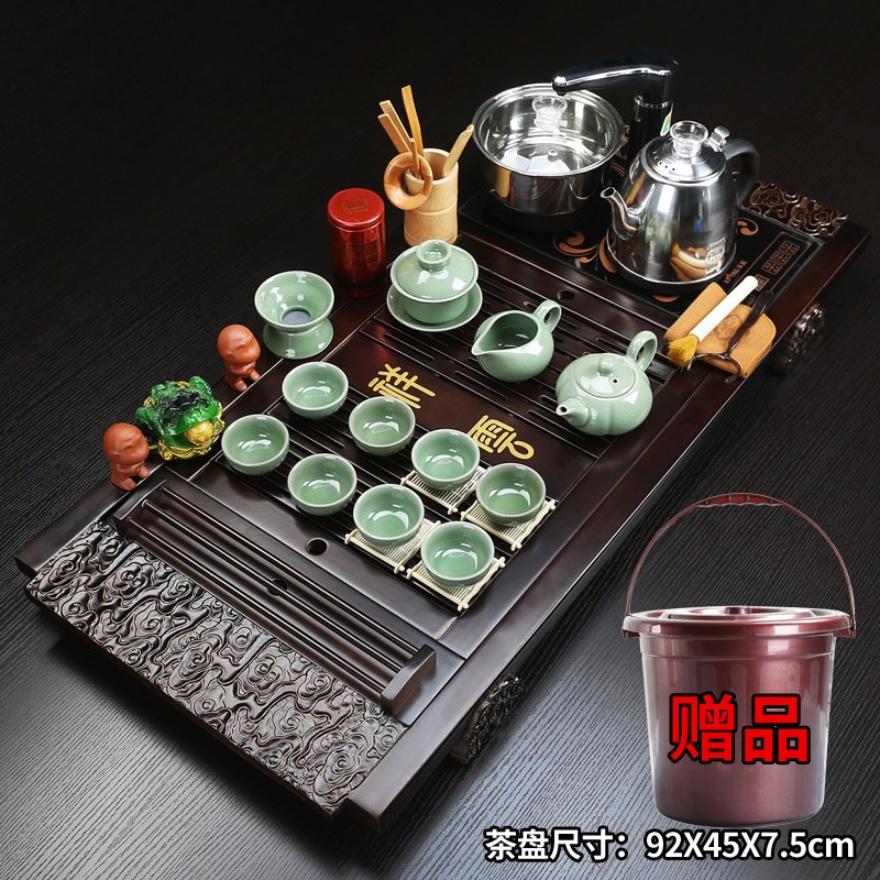 茶具套装家用一体式功夫紫砂陶瓷全自动四合一电磁炉茶道实木茶盘