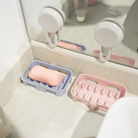 悠之居吸壁式双层肥皂架浴室，沥水肥皂强力，吸盘香皂架壁挂置物架