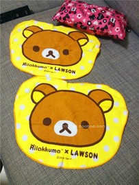 日本超市rilakuma棕色，小熊黄色可爱脸部颜型毛巾方巾口水巾