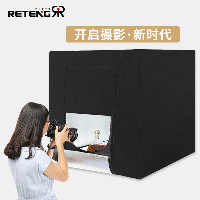 LED80cm小型摄影棚专业淘宝拍摄灯拍照柔光箱套装简易拍照道具产?