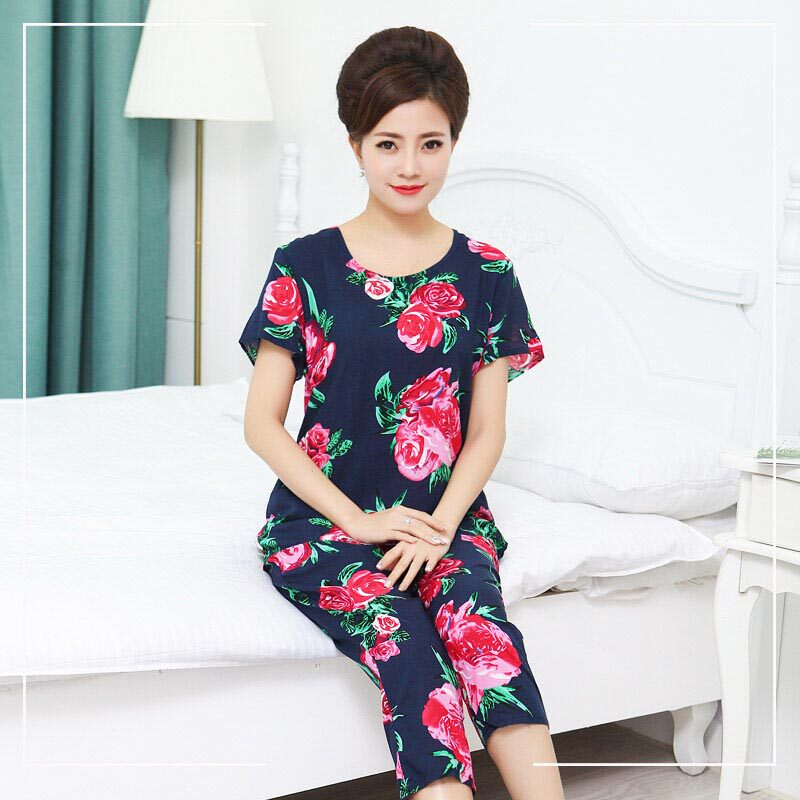 中年肥胖妈妈装纯棉绸衣服女夏装套装加肥加大阔腿裙裤女中老年。|ruв категории Женская одежда, в пожилых женщин - от Buy2taobao.com для оказания профессиональной услуги покупки агента Taobao