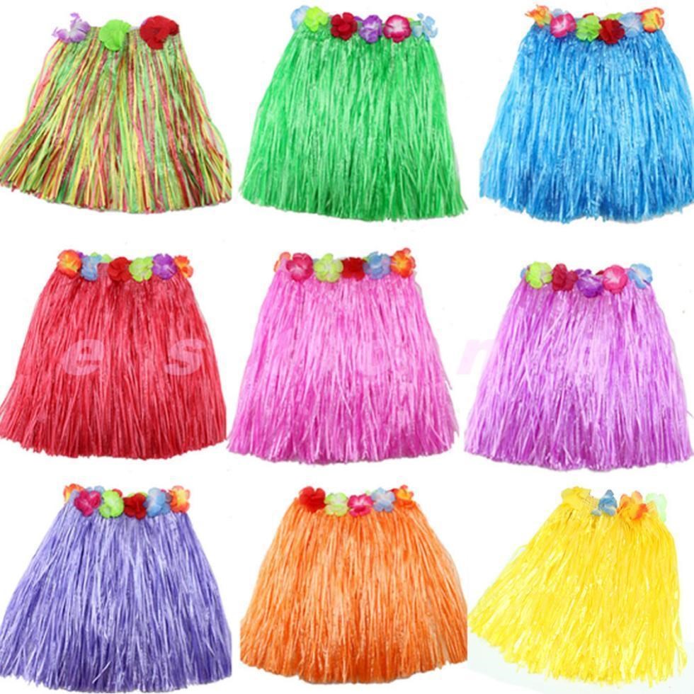 1pc kinds hawaiian hula grass skirt flower party dress beach