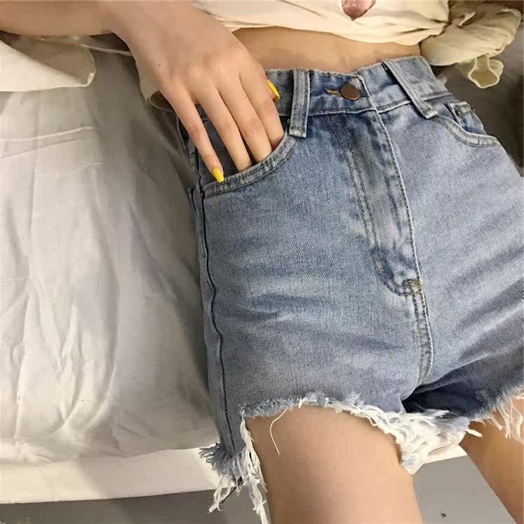 高腰破洞不规则牛仔短裤春季女2018新款韩版修身直筒裤阔腿裤热裤|ruв категории Женская одежда, джинсы - от Buy2taobao.com для оказания профессиональной услуги покупки агента Taobao