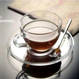 ocean泰国进口带碟耐热玻璃杯咖啡杯水杯透明欧式套装配碟茶杯子