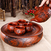New products quality goods Yixing Cinnabar 10 ceramics tea tray Chahai circular Storage Tea boat Saucer Kungfu Online