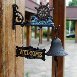 欧式地中海风格铸铁工艺品铁艺欢迎门铃庭院园装饰门前铃船舵