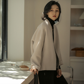 无谓韩式文艺2023年冬季女装，宽松休闲手工双面，呢羊毛呢外套女