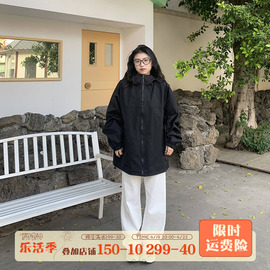 橘子树在哪儿中长款连帽冲锋衣，外套女春秋宽松防风山系带帽外衣潮