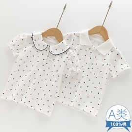 春夏男女童宝宝短袖t恤polo衫幼儿园中小学生亲子装单穿上衣大码