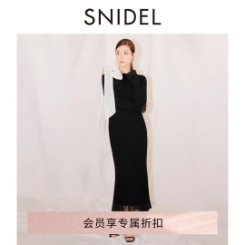 SNIDEL2024春夏斜肩蝴蝶结绑带修身鱼尾针织连衣裙SWNO241100