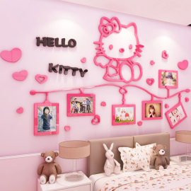 哈喽helloKitty公主装饰女孩卧室床头照片墙面儿童房间布置贴纸画