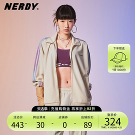 NERDY2024春夏情侣装渐变双杠运动服套装女宽松休闲外套上衣