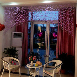 布质成套粉色网红花瓣帘，隔断玄关婚房布艺，装饰橱窗入户门店铺帘