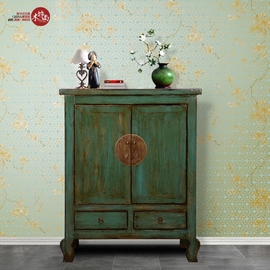 新中式实木鞋柜玄关柜亮漆环保彩漆做旧家具地中海储物装饰柜
