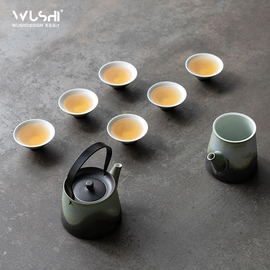 景德镇窑变功夫茶具套装家用办公室会客陶瓷提梁泡茶壶茶杯茶海