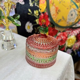 民族风红色蒙古包，造型彩绘水晶玻璃，储物罐收纳罐摆件srt
