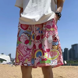 星之卡比短裤男女夏季情侣睡裤，2024沙滩裤休闲运动宽松阔腿裤