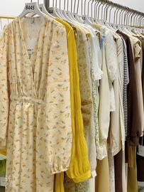 《黄色系1号》400-4552023春装连衣裙，韩版衬衣马甲套装时尚
