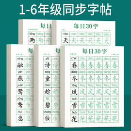 一年级二年级字帖每日30字练字帖小学生专用每日一练三年级上册下册四五六同步练字本教材练习贴正楷钢笔点阵控笔训练硬笔书法拼音