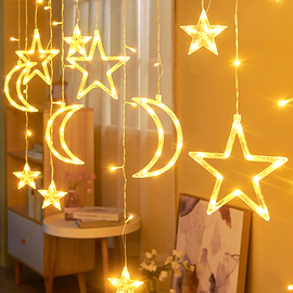 星星灯窗帘灯网红灯房间装饰卧室布置七彩变色彩灯闪灯串灯满天星
