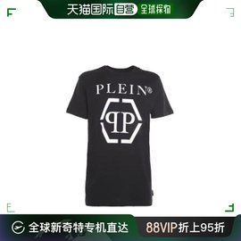 香港直发Philipp Plein男士T恤黑色印花logo圆领短袖时尚休闲