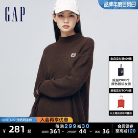 gap女装2024春季时尚半高领微弹针织连衣裙，毛衣长裙409094