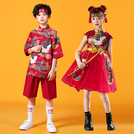 儿童国潮汉服唐装男童中国风，街舞套装女童合唱服六一啦啦队演出服