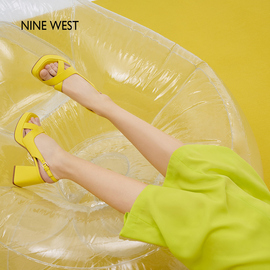 Nine West/玖熙超高跟凉鞋夏季粗跟防水台一字带明星同款