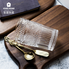 太阳花复古浮雕玻璃水晶水杯子 出口日本zakka啤酒杯冷饮果汁茶杯