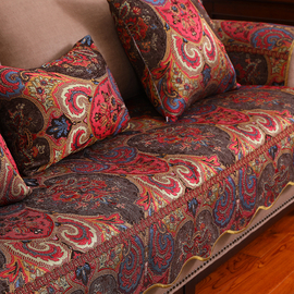 雪尼尔沙发垫万能沙发罩套四季通用美式轻奢欧式高档红木沙发套罩