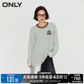 ONLY夏季时尚休闲百搭宽松条纹圆领长袖T恤女123302009