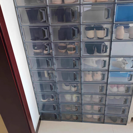 鞋盒收纳盒透明鞋子收纳神器省空间，抽屉式鞋柜鞋，收纳折叠鞋架塑料